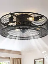  Black Industrial Ceiling Fan Lamp Chandeliers 220v Remote Control Lamps For Living Room Bedroom Fans Light Loft Free Delivery 