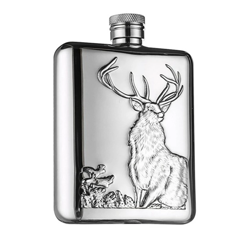 

HOT SALE HONEST Stainless Steel Wine Flask Hip Flask 6 Oz Deer Pattern Whiskey Pocket Whiskey Bottle Alcohol Bottle - Elk 200-30