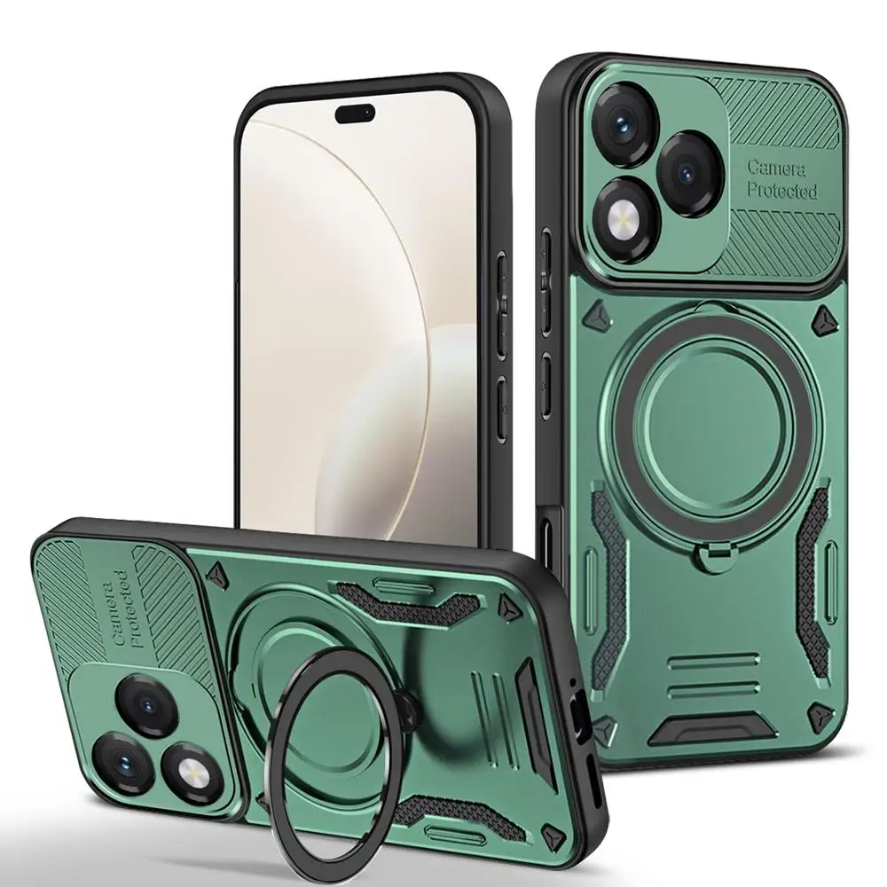 Luxury Armor Magnetic Phone Case with Ring Bracket and Bumper Back Cover