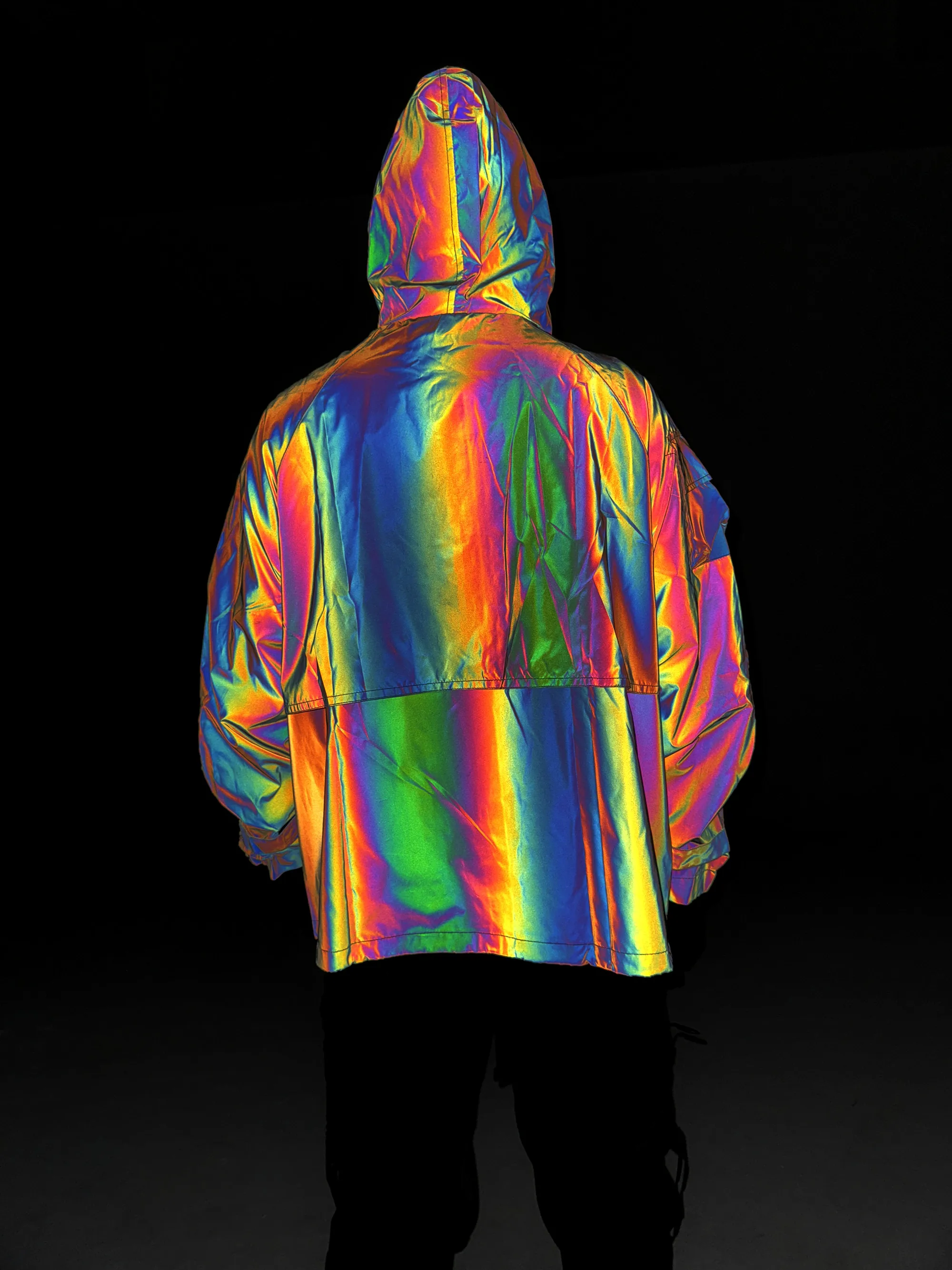 Multi-pockets Tactical Techwear Colorful Reflective Jacket Men Outdoor Casual Hip Hop Punk Functional Reflective Windbreaker