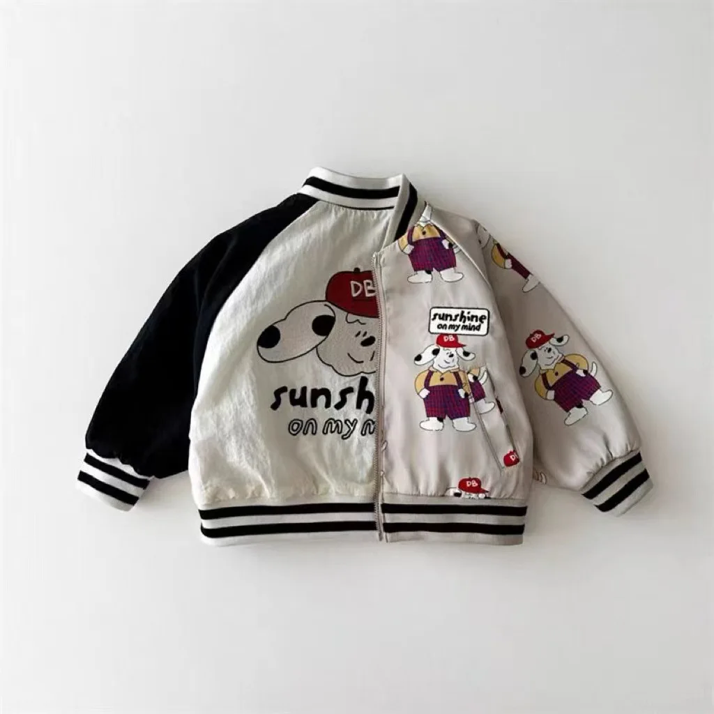 Autumn Baby Long Sleeve Cartoon Coat Children Double Sided Jacket Infant Girl Baseball Uniform Toddler Boy Cute Jacket