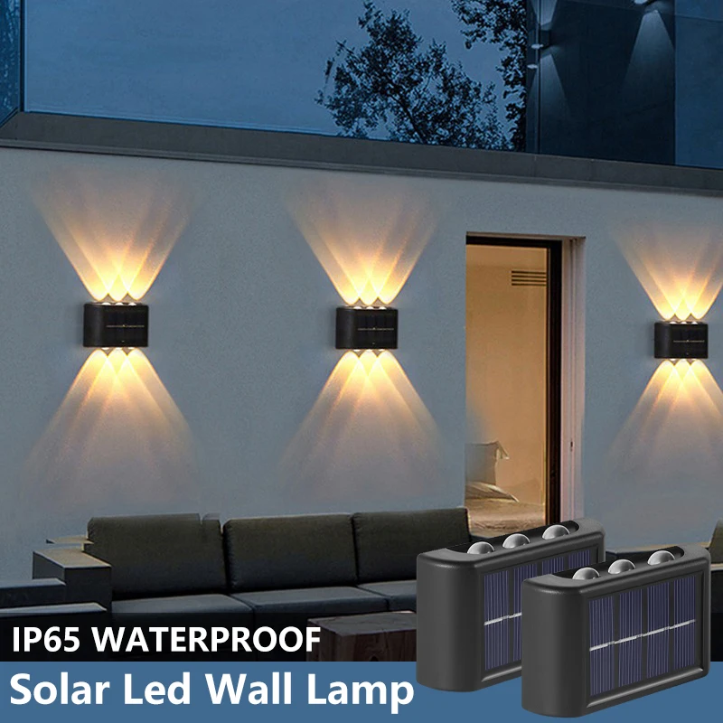 

New Solar Wall Lights Outdoor Waterproof Led Solar Lamp Up And Down Luminous Lighting For Garden Balcony Yard Street Decor Lamps