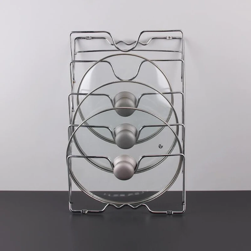 Kitchen Organizer Rack Wall Hanging Pot Cover Rack Five-Layer Pot Lid  Metal Rust-Free Multifunctional Rack Pot Lid Storage Rack 4