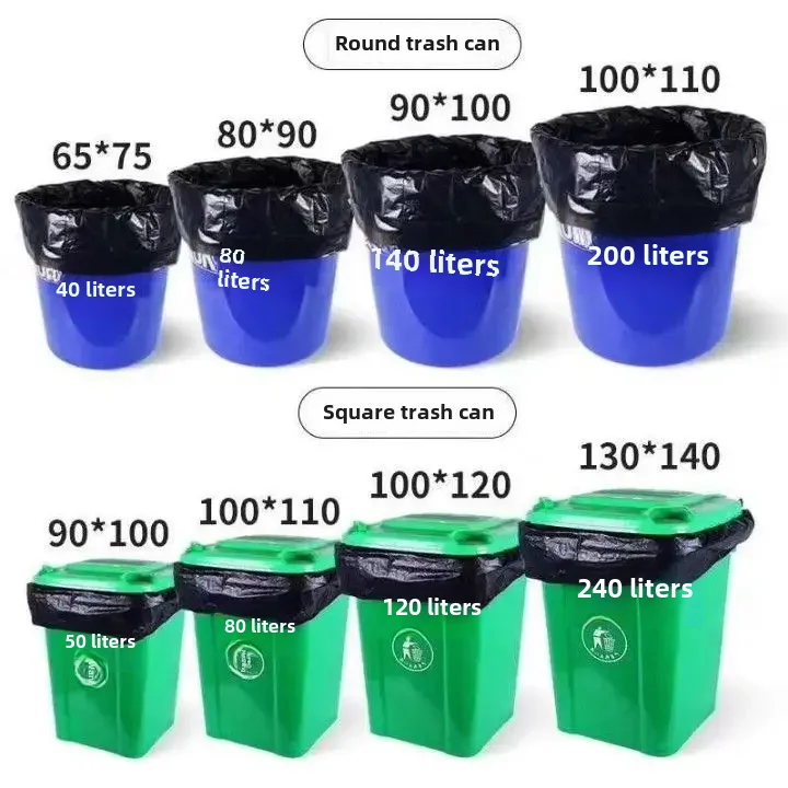 thumbnail image 1 of Venta al por mayor de bolsas de basura de HDPE grandes, bolsas de basura de plástico desechables de LDPE negras extra gruesas para propiedades hoteleras, 1 of 4