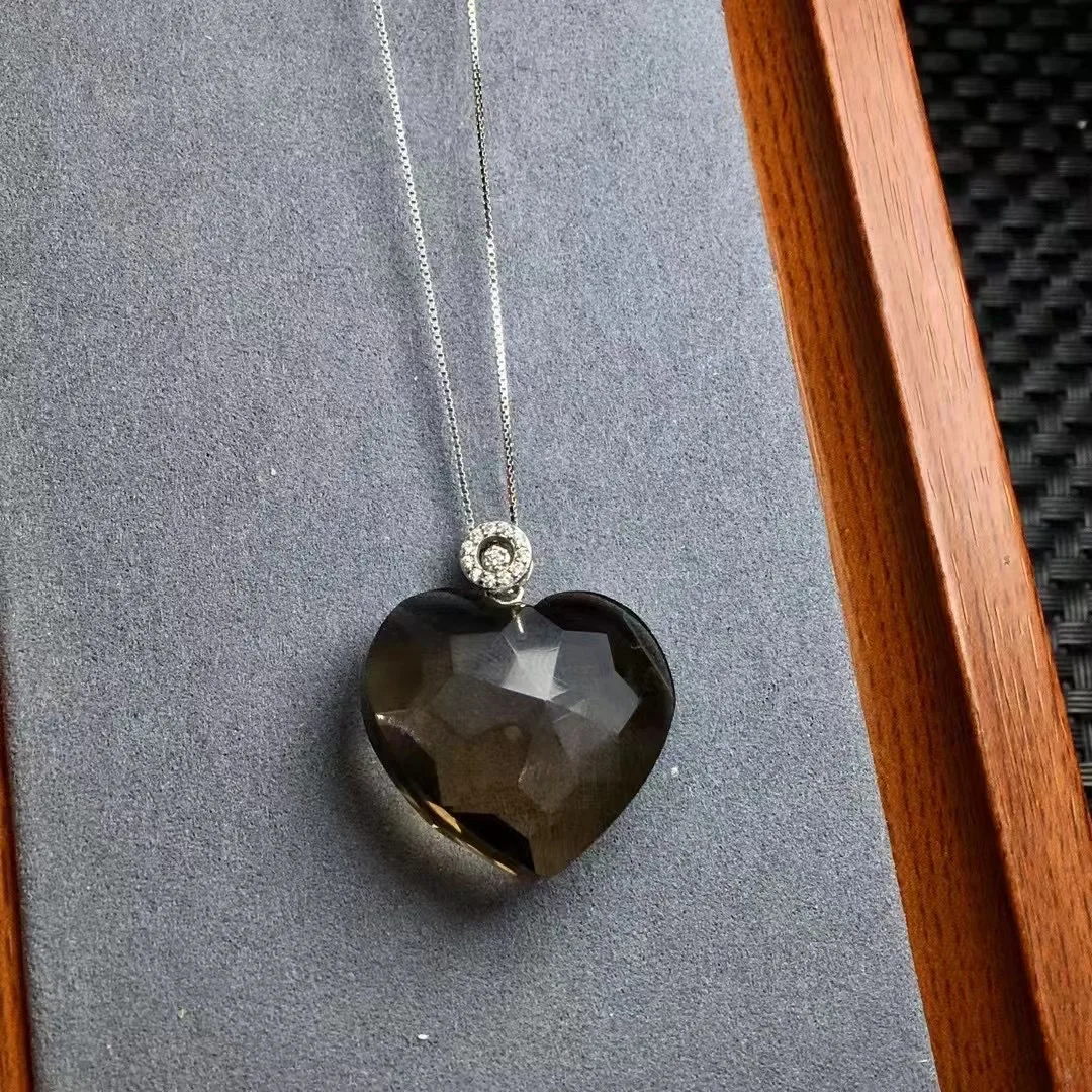 1 Pc Natural Smoky Quartz Heart Pendant 925 Sterling Silver Faceted Heart Crystal Reiki Healing Stone Jewelry Gift For Women Men 6 S3330ffcf191043a39cd5b97eaf82d35ee