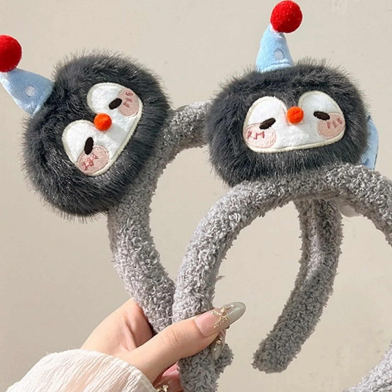 1PC  Cute Plush Headbands-Penguin&Fish Design, Soft Headwear for Women, Ideal for Daily, Party, Cosplay, Kawaii Hair Accessories