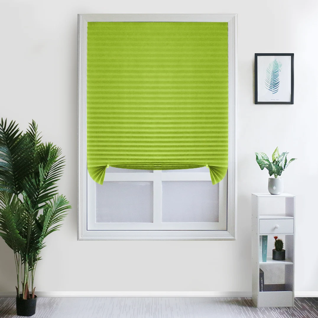 Versatile White Temporary Window Shade - Light Filtering, Pleated Fabric, Self-Adhesive Room Darkening Blind