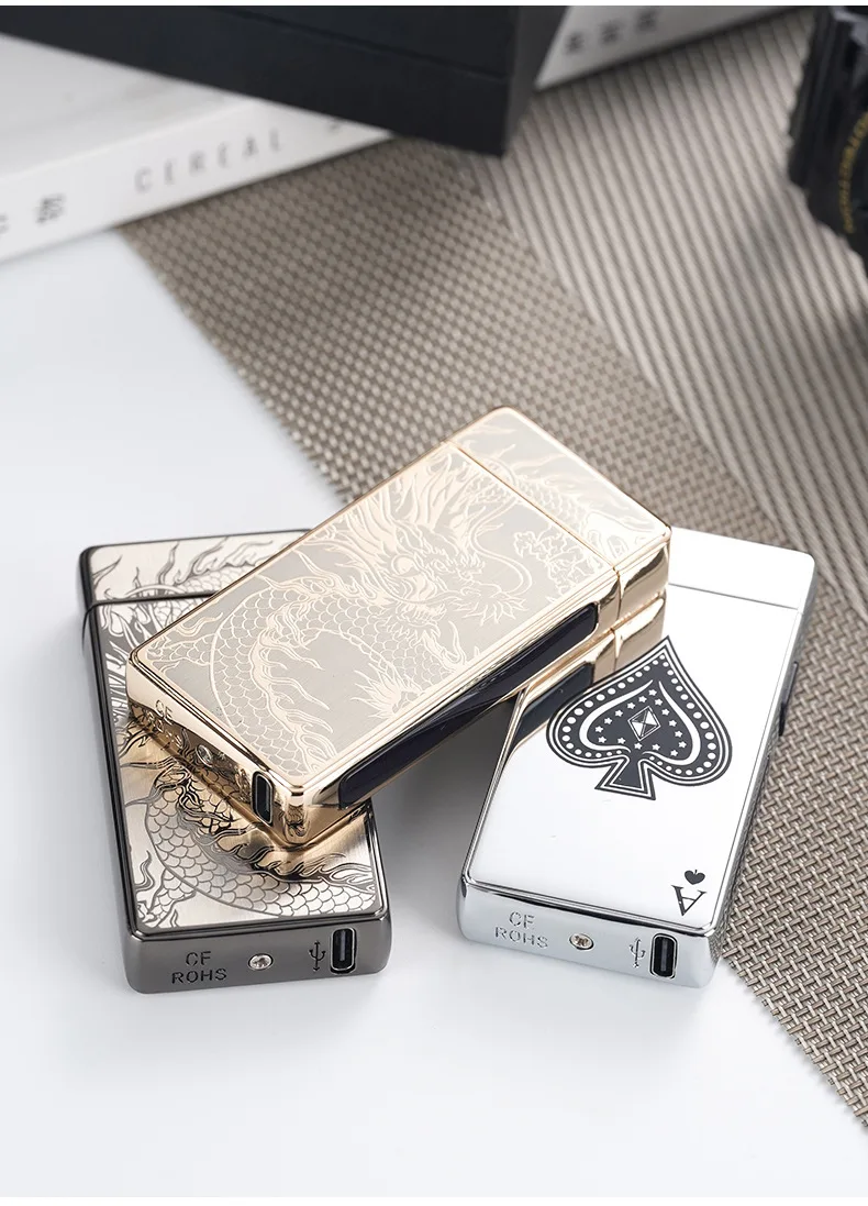 2025 Metal Type-c Charging Double Fire Arc Pulse Electronic Lighter Power Display High Value Gift Cigarette Accessories