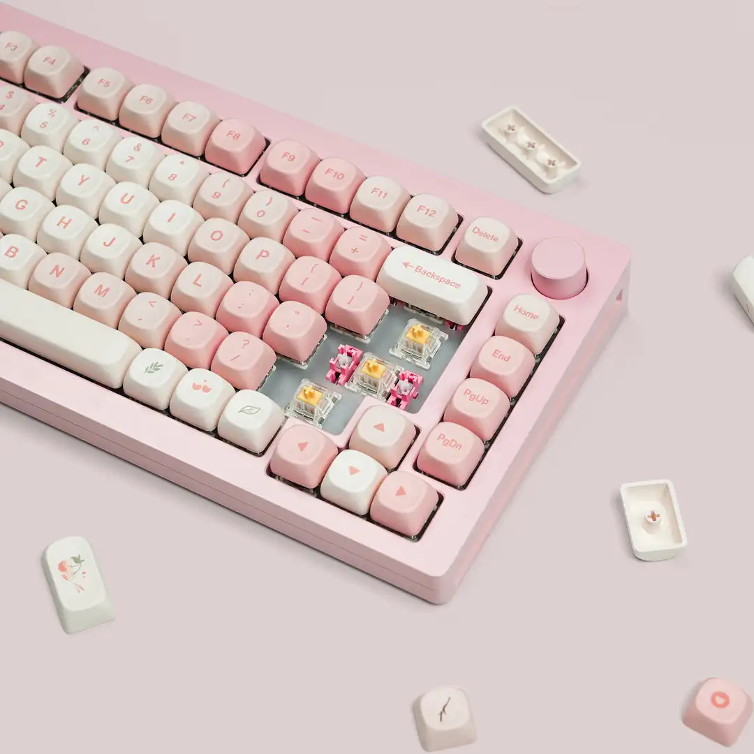 Pbt Keycaps para Teclado Mecânico de Jogos Dye Sub Customs Key Caps Rosa Cherry mx Switch Rosa 61 84 104 143 Chaves - Imagem 5