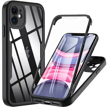 360 Full Body Front+Back Clear Case For iPhone 16 15 14 13 11 12 Pro Max XS X XR 7 8 Plus SE 2022 Silicone Shockproof Cover 1