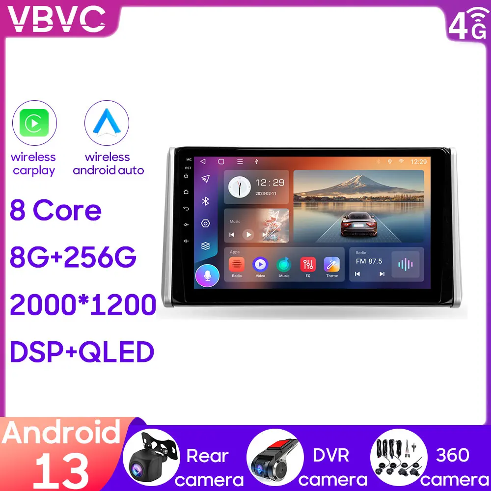 

For Toyota RAV4 5 XA50 2018 - 2023 Car Head Units Radio Multimedia Navigation GPS BT Carplay Stereo Player Wifi 4G