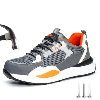 WOUDHONY Scarpe antinfortunistiche da uomo Scarpe da lavoro leggere e traspiranti Sneakers Stivali antinfortunistici indistruttibili con punta in acciaio anti-sfondamento
