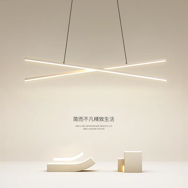 

Modern LED Minimalist Dining Room Pendant Light Kitchen Bar Living Room Ceiling Pendant Light Indoor Strip Lighting Fixtures