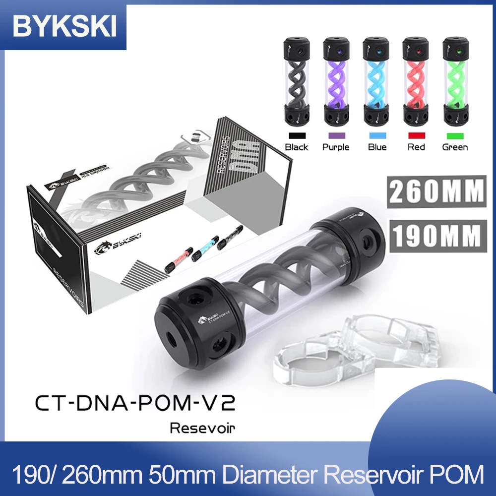 

Bykski Length 190/ 260mm 50mm Diameter Reservoir POM+Acrylic Double Helix T-Virus Cylindrical Water-Cooled Tank CT-DNA-POM-V2