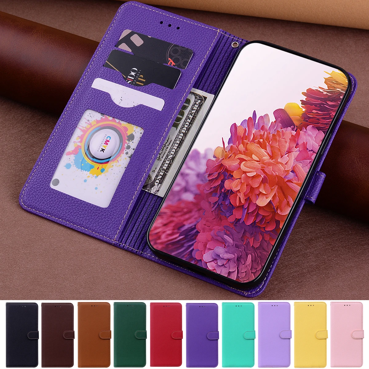 

for Huawei P30 Pro Litchi Leather Case for Huawei P8 Lite P9 Lite 2017 P20 P40 Pro P50 Pro Wallet Coque Flip Cases Cover Shell