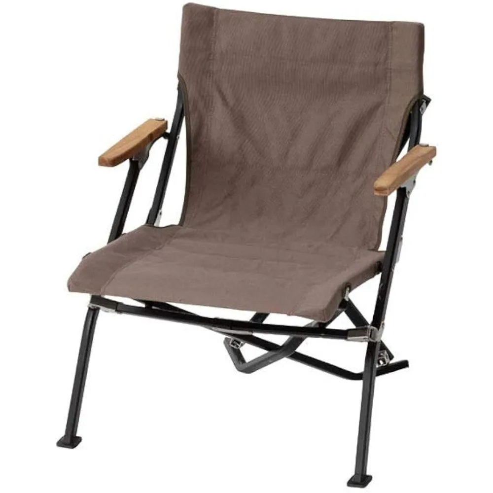 

Luxury Low Beach Chair - Teak Wood Armrest and Canvas Seat - 23 X 26 X 27 in Portable Folding Chairs Camping Foldable Lounger
