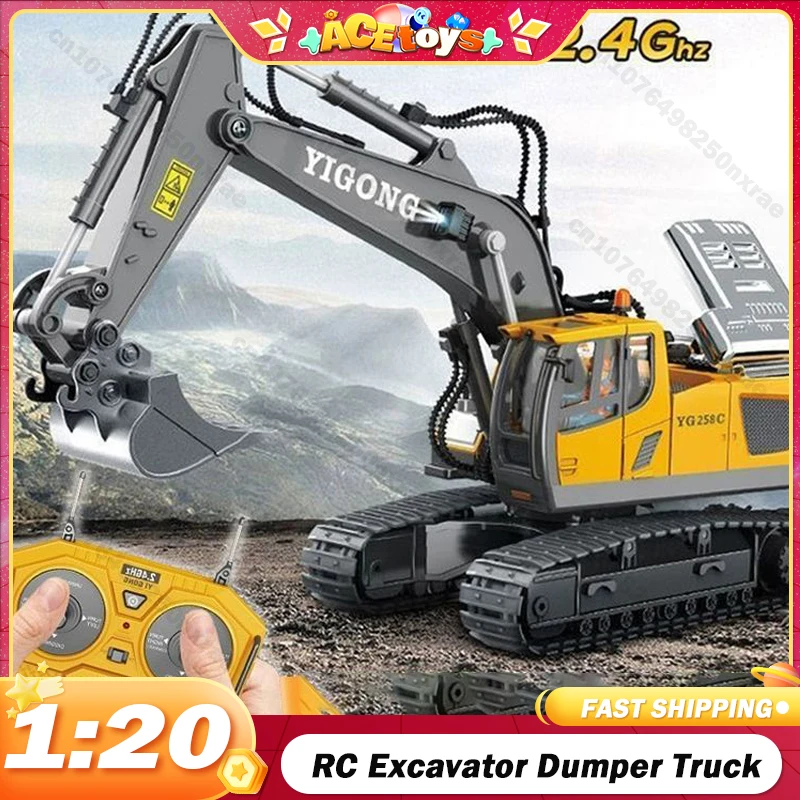 

RC Excavator Dumper Car 1:20 Remote Control Engineering Vehicle Crawler Truck Bulldozer Toys for Boys Kids 2.4G Christmas Gifts
