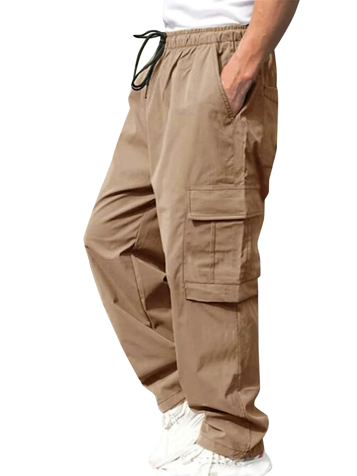 Men's multi pocket work pants outdoor sports military uniform pants pure cotton casual loose straight leg men's long pants