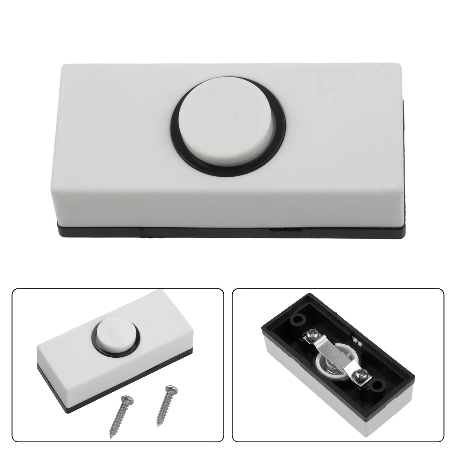 Push Button Door Bell Chime Bell Push Press Button White Inserts Wall Plastic Hard Wiring Stylish Exterior Design Doorbells