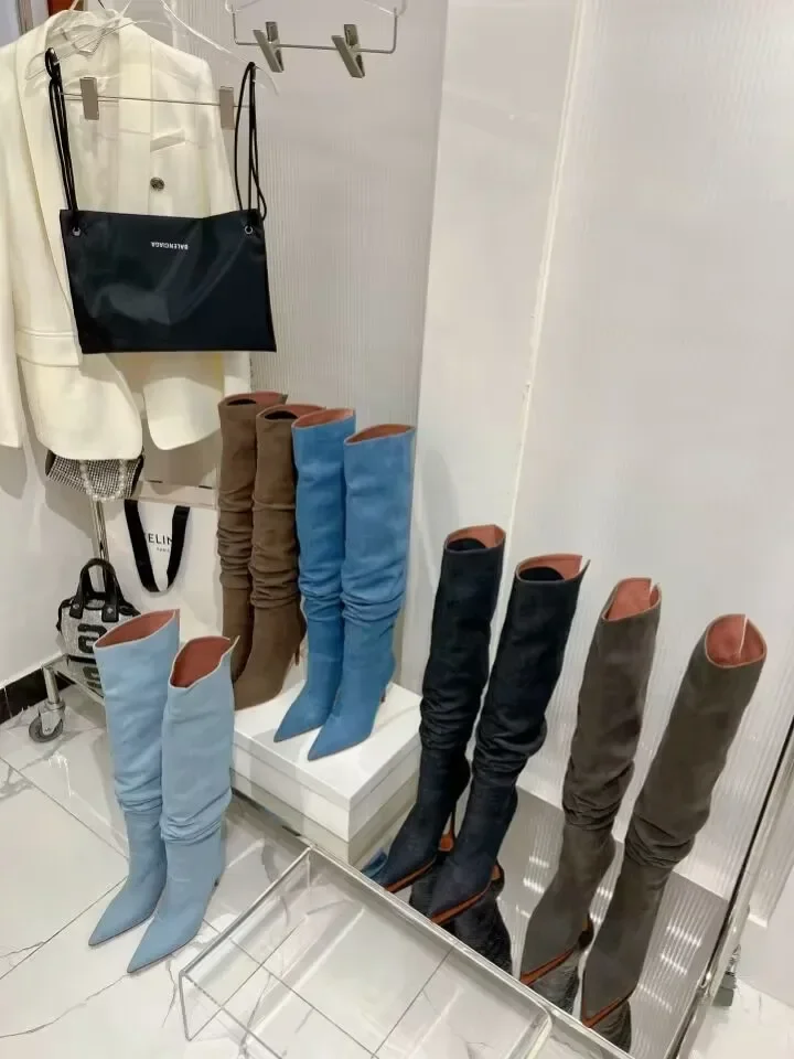 

Buy Shoes Amina Muaddi Jahleel Over The Knee Boot Ida 95mm suede Thigh Boots Jahleel Thigh-High Boots stiletto heels fashion