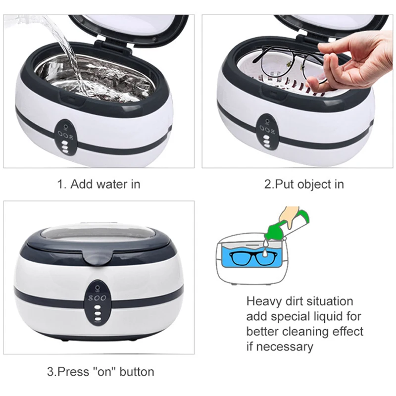 Ultrasonic Cleaner Ultra Sonic Bath Cleaner Mouth Guards Jewelry Watch Glasses Razor Dental Ultrasound Cleaning Machine Cleaner 4