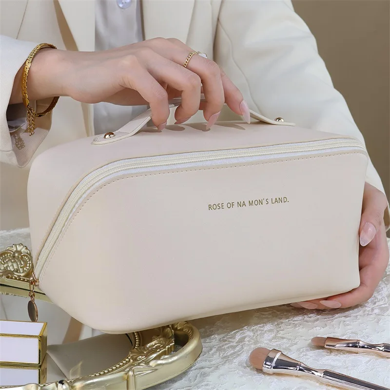 Luxury Large Cosmetic Bag For Women Leather PU Make Up Pouch Portable  Washbag Travel Toiletries Storage Bags Organizer - AliExpress