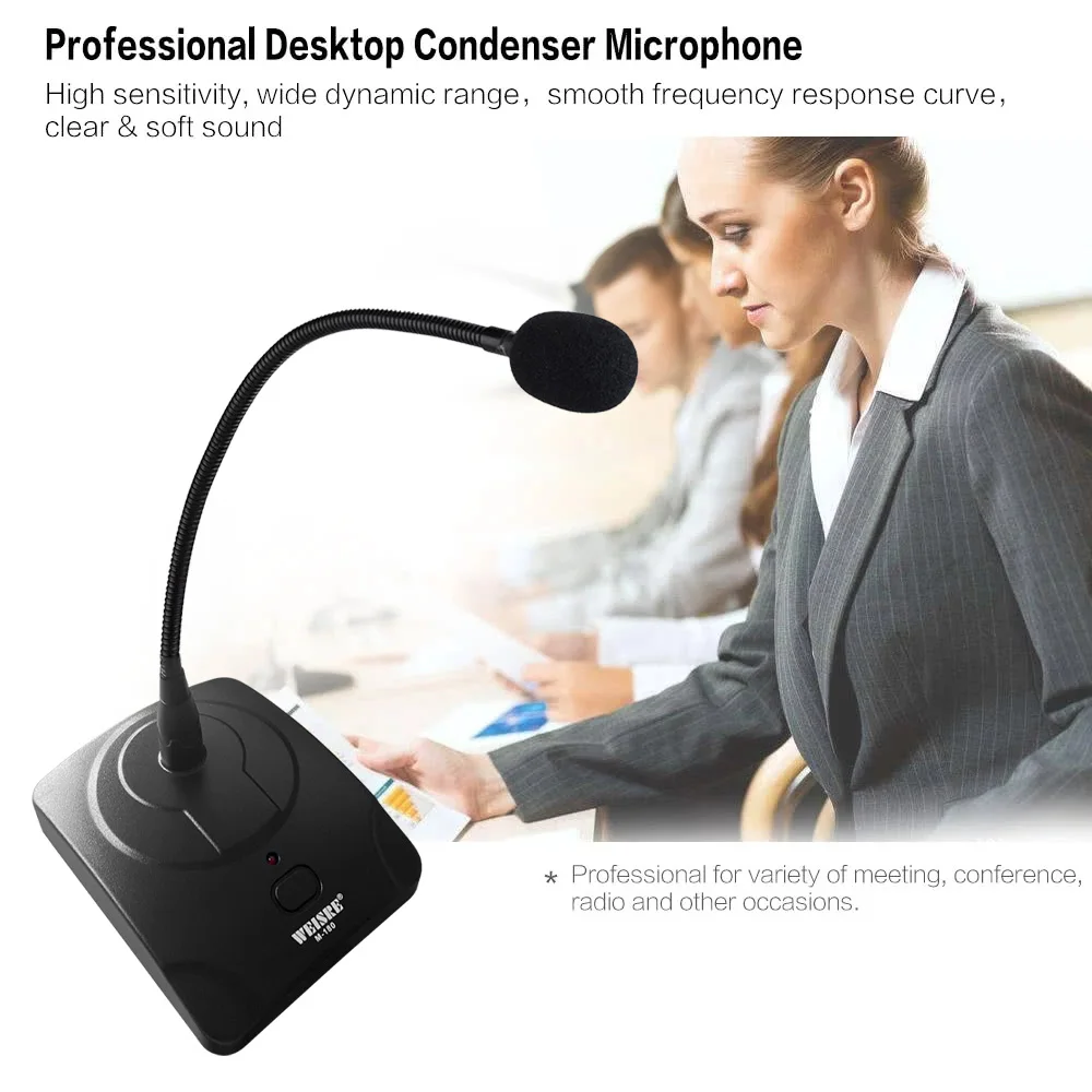 WEISRE Professional Wired Desktop Condenser Microphone Cardioid 10ft XLR-to-1/4 Electret Condenser Mic for Meeting Radio