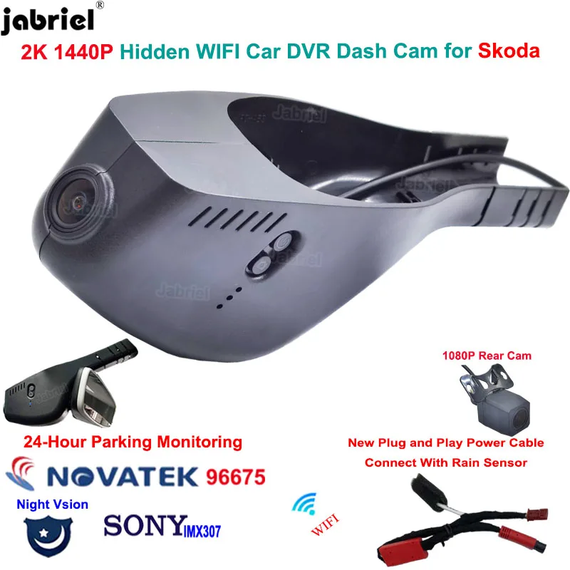 

2K Car DVR Dash Cam Rear Camera 24H for Skoda octavia a5 a7 kodiaq rapid yeti fabia superb Karoq for VW T-Cross Tiguan Atlas
