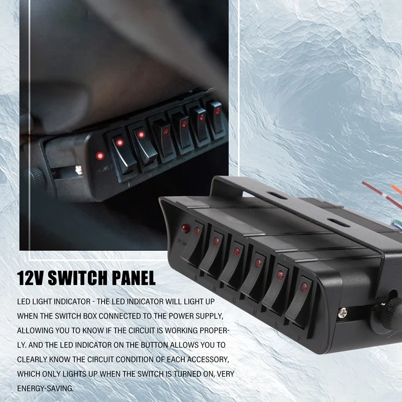 LED 조명 장착 로커 스위치 박스, 자동차 보트 해양 SUV용 스위치 패널, 6 갱, 12-24V, 80A