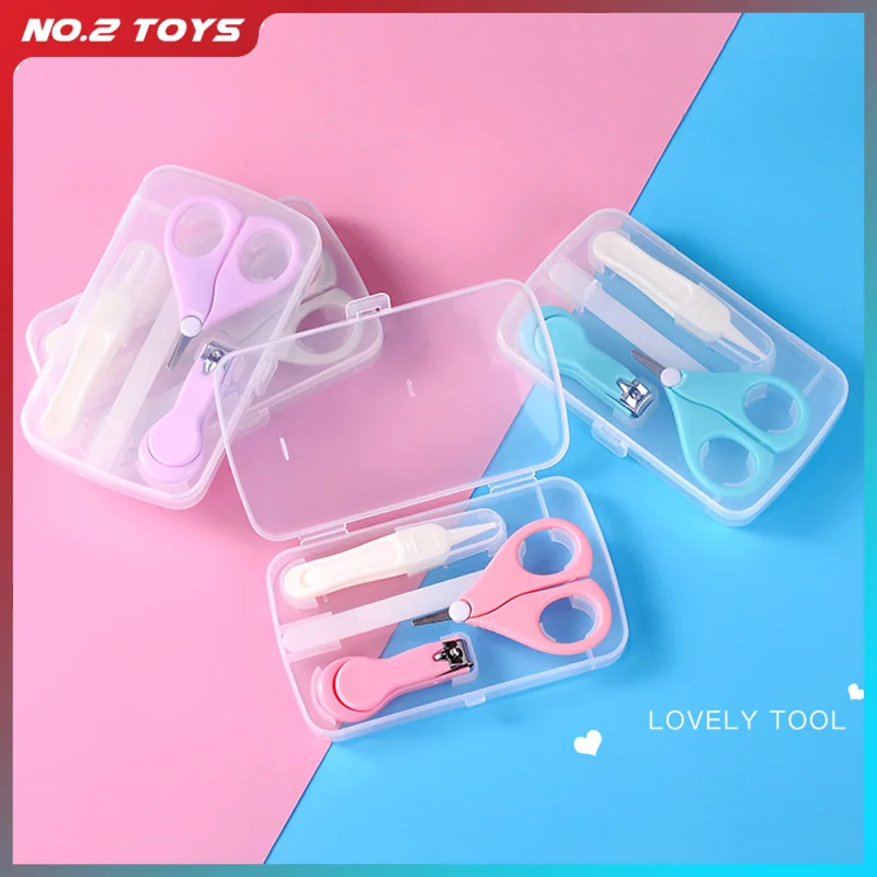 4 Piece Baby Nail Cleaning Tool Nail Scissors Suit Newborn Baby Care Scissors Gorgeous Set Infant Safety Cutter Set