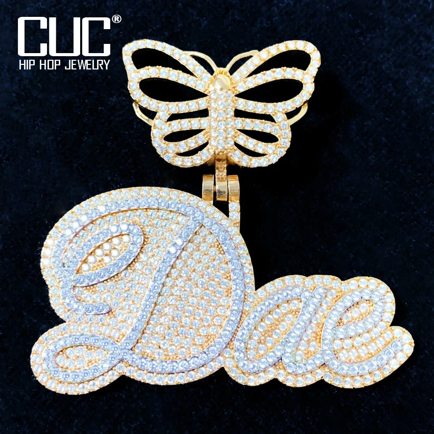 

Кулон с надписью и именем курсива для мужчин и женщин, цепочка с застежкой-бабочкой в стиле хип-хоп, однотонная бижутерия на заказ