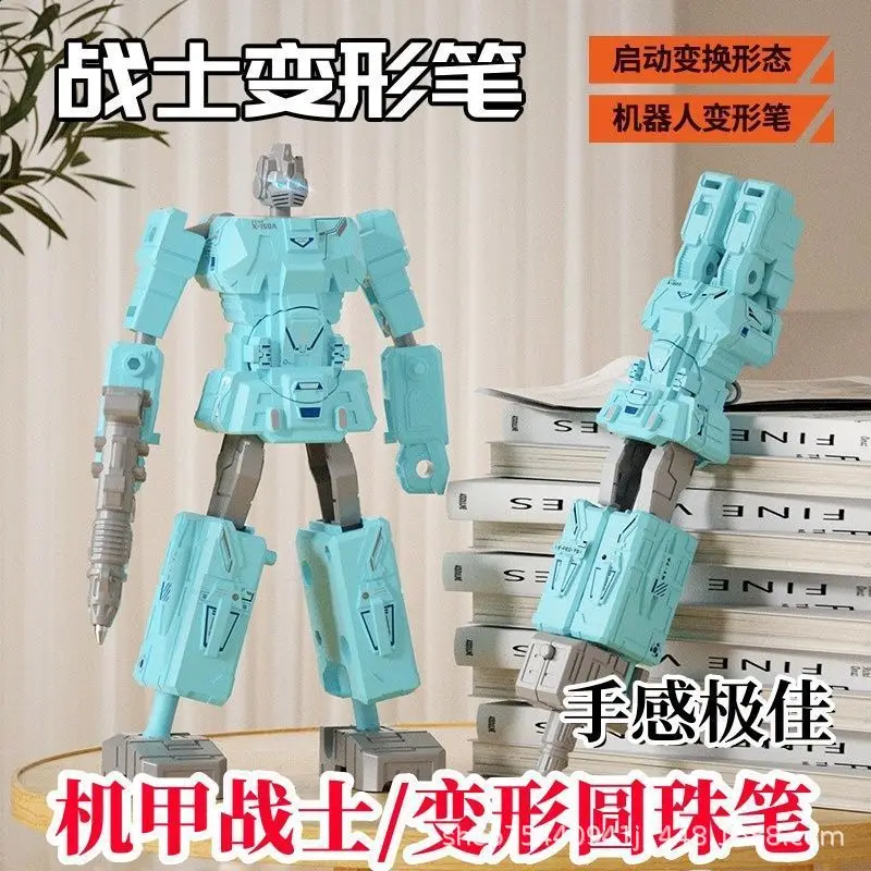 Transformable Robot Pen Toy for Kid Deformable Ballpoint Writing Tool Education Action Figure Model Creative School Supply Gift