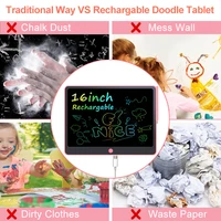 Tablette de dessin rechargeable de 16 pouces, tablette d'écriture, tableau magique pour enfants, tableau familial/de bureau, jouets de voyage pour enfants, cadeaux 5