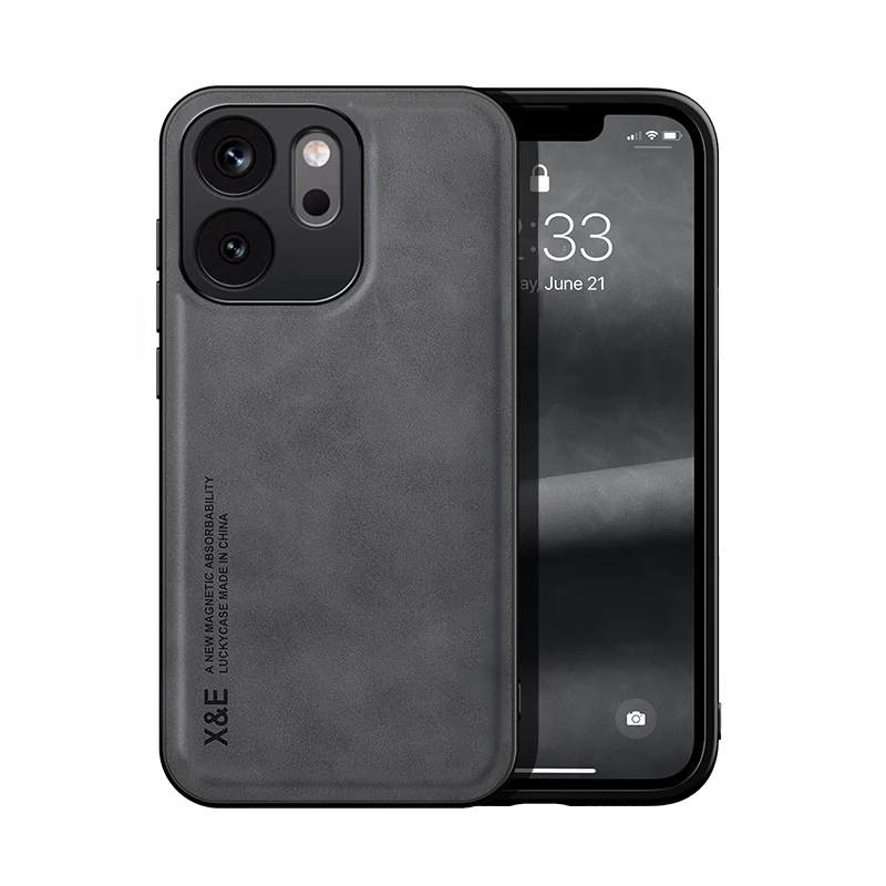 Luxury Skin-Feel Magnetic Phone Case with Built-in Metal Plate & Non-Slip Design