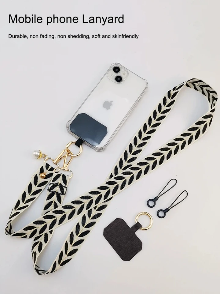 TBOC Cordino Catenella Laccio Strap Porta Cover [Arancio] con Toppa di Fissaggio [Nero] per Telefono Cellulare da Collo - Tracolla Catenina con cordini Accessori Telefoni Universale Laccetti
