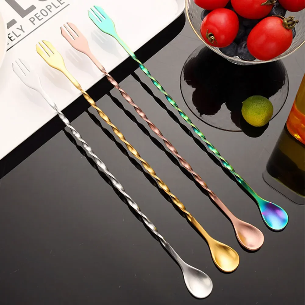 Description Picture 2 of itemCreative Long Spiral Handle Cocktail Spoon Stainless Steel Whisky Wine Mixing Spoon Shaker Muddler Stirrer Bar Accessories