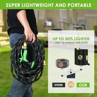 Garden Hose 100 Ft, Non-Expandable Ultra Lightweight & Flexible Water Hose with 10-Pattern Spray Nozzle, Kink-Free, Leak-Proof 5