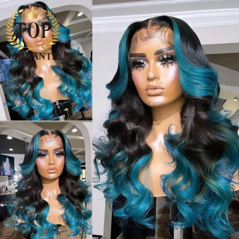 Topnormantic Highlight Blue Colored 13x6 Lace Front Wigs For Women
