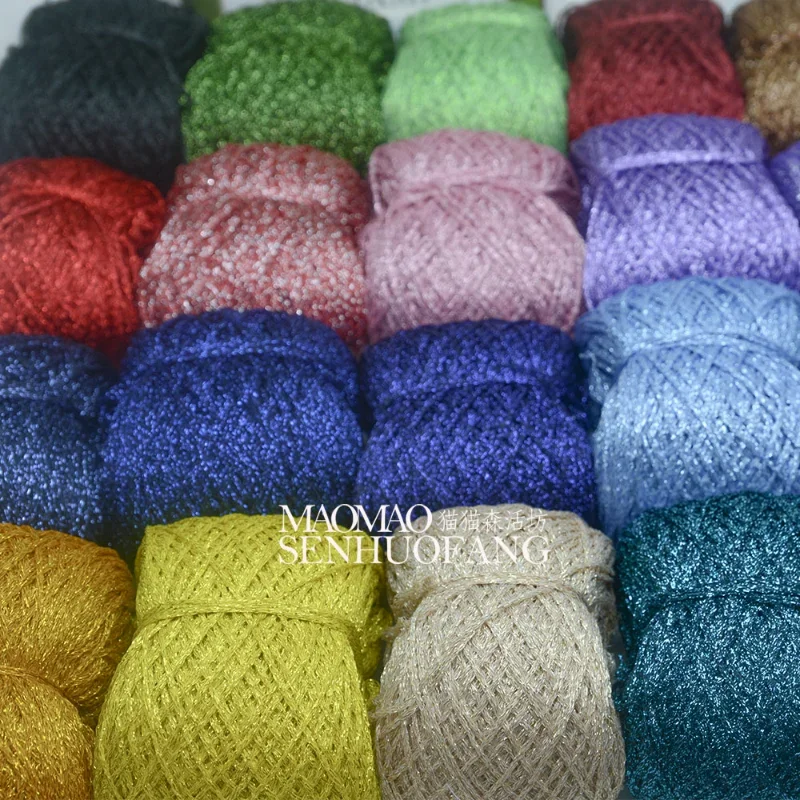 50g 순수 실크 중공 원사 플래시 라인 골드 울 팬텀 원사 폭력 베어 네트 레드 후크 랩 레이저 플래시 중공 와이어