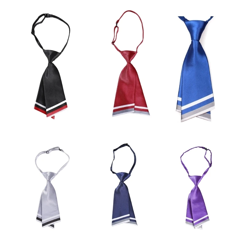 

652F Fashion Neckties for Taking Photo Women Men Casual Plain Necktie Double Layer Cute Neckwear School Uniform Accessories