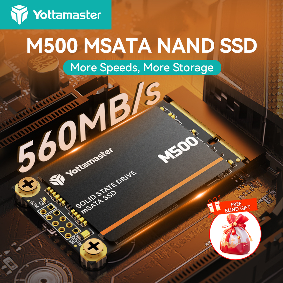 Yottamaster M500 mSATA Harddisk SSD SATA III 6Gbps 3D NAND Internal Solid State Drive 128GB 256GB 1TB for Game Laptops Desktop