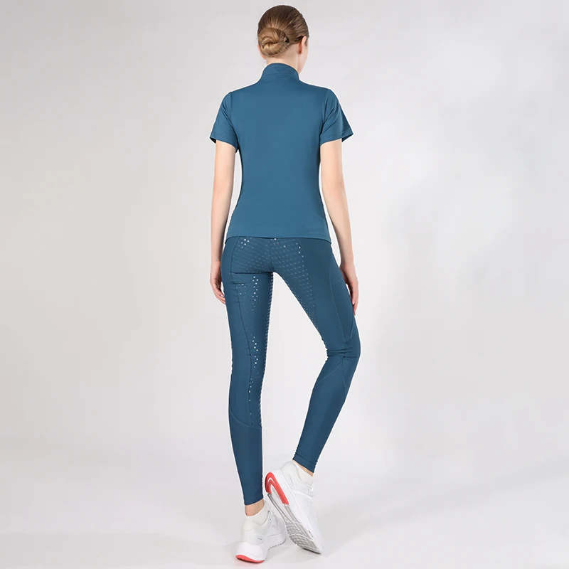 MXLLINA Quick Dry Horse Riding Shirt Women Short Sleeve Tops Breathable Equestrian Clothing Noble Rider Competition Blouse 4