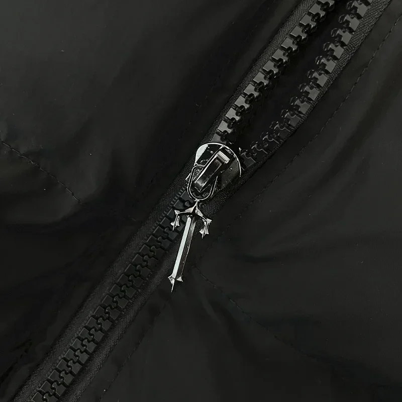 Brand Hooded Jacket y2k Harajuku Hip Hop Street Men's Winter Outdoor Windproof Warm Sports Down Coat Black [Clearout Sale] 5