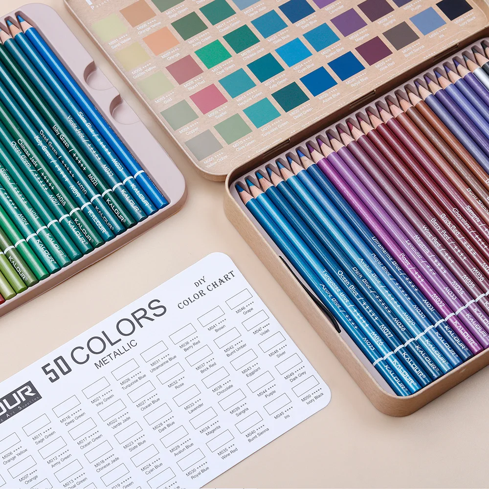 Set di 50 matite colorate metallizzate, matite per disegno artistico e schizzi per pittura a mano e graffiti - immagine 3
