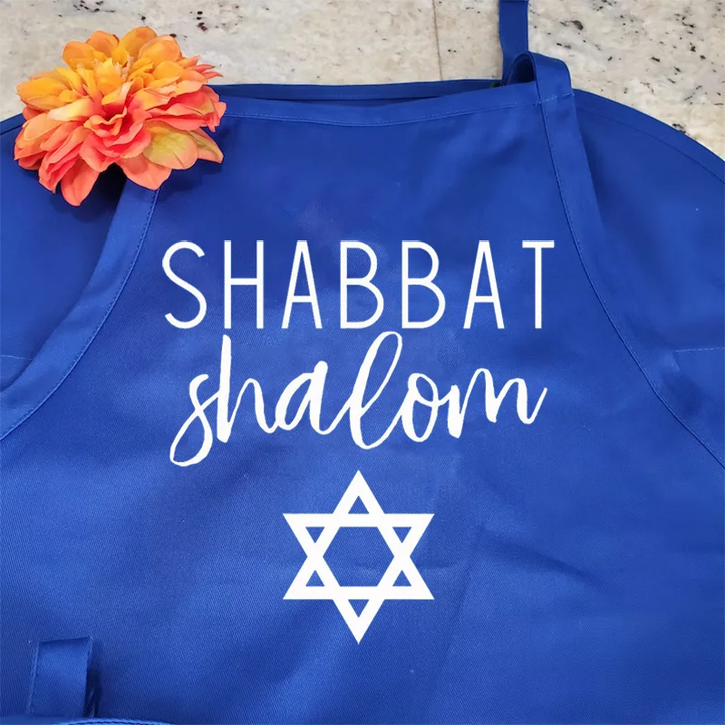 Shabbat Shalom Kitchen apron Jewish judaica Hebrew Sabbath Dinner