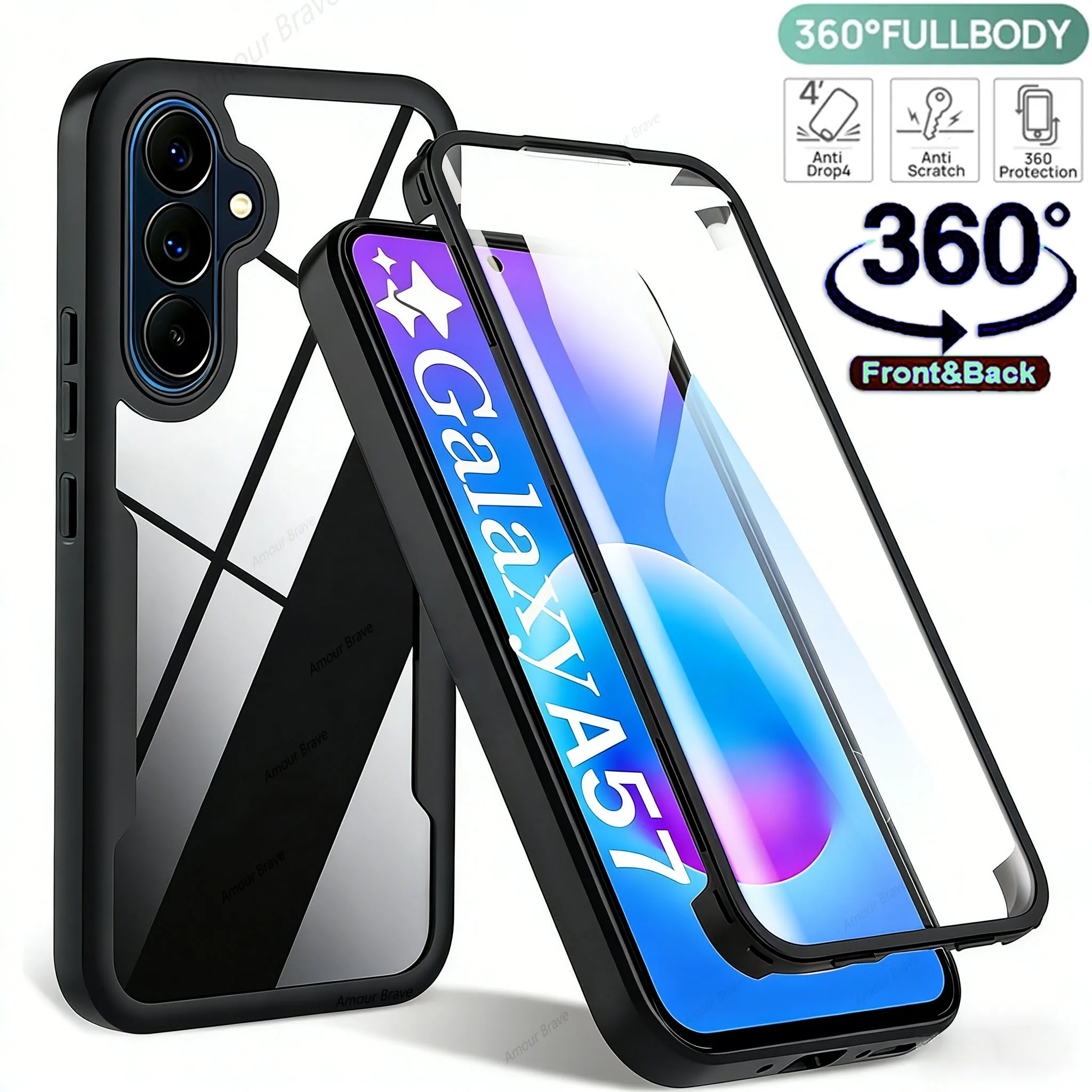 360-Degree Shockproof Clear Phone Case with Full Protection