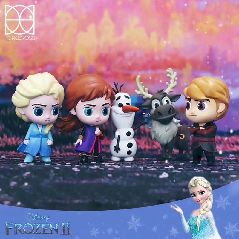Herocross Giocattolo Modello In Pvc Autentico Film Disney Frozen 2 Princess Elsa Anna Olaf Blind Box Garage Kit Fashion Set Play Ornaments