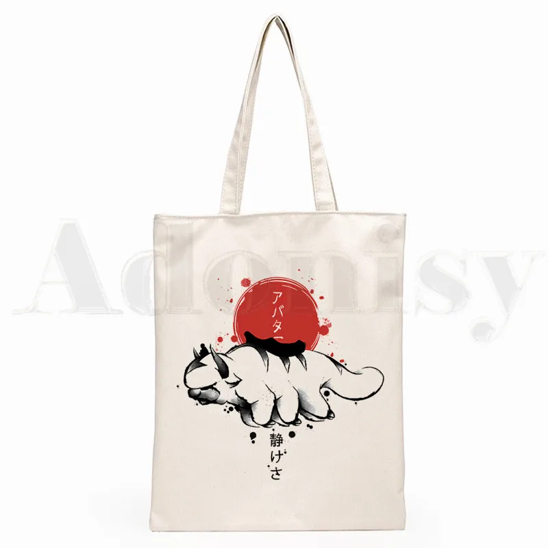 

Avatar The Last Airbender Aang Appa Anime Badass New Art Canvas Bag Totes Simple Print Shopping Bags Girls Life Casual Pacakge