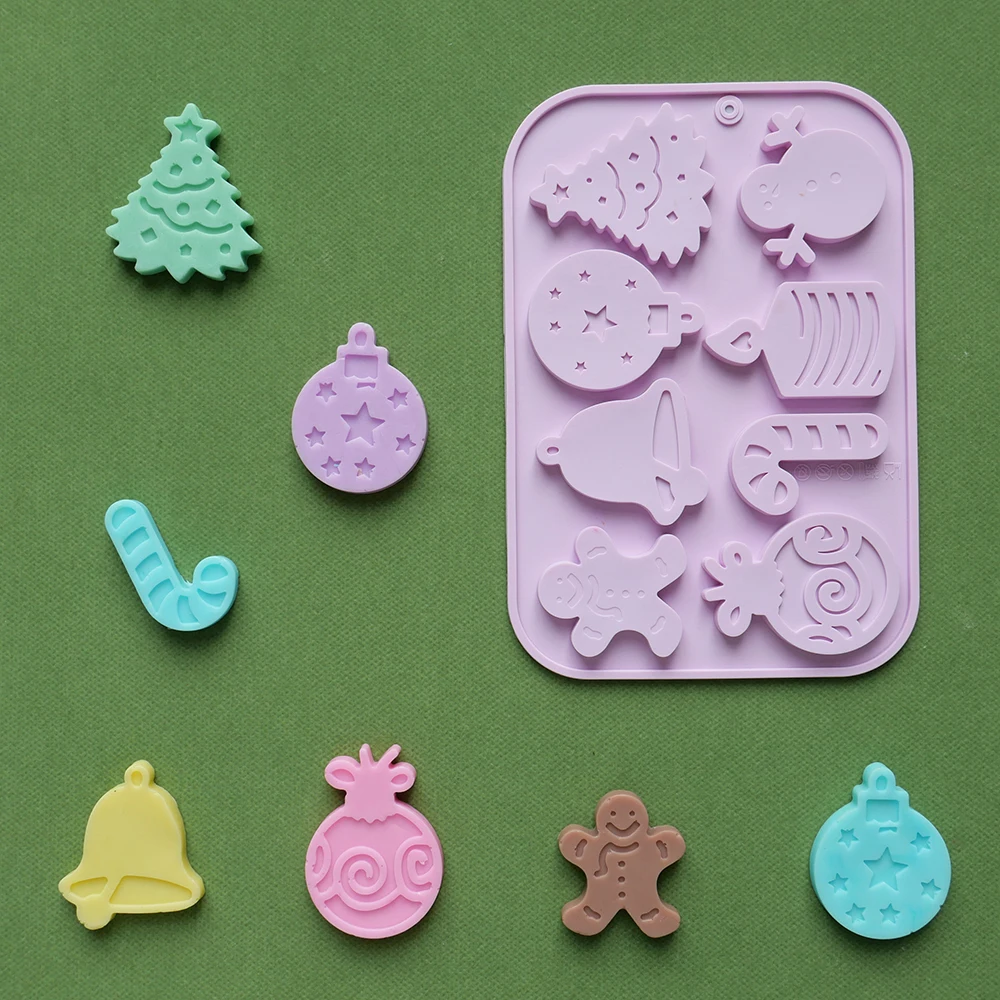 1pc Christmas Chocolate Mold 8-Hole with Various Holiday Shapes, 3D Silicone Candy Mold... - SKU SCM01717 - UGI Packaging