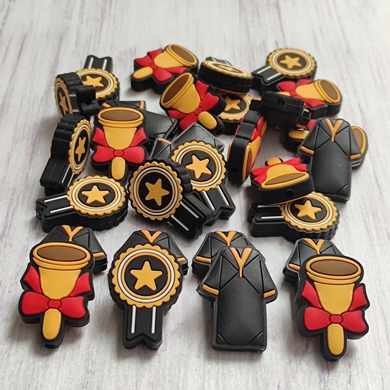 50pcs New Silicone Focal Beads BPA Free Graduation Season Baby Chew Toys DIY Pacifier Chain Clips Jewelry Making Accessories